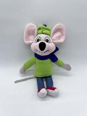 Chuck E Cheese Plush Doll 2015 Green Hat Purple Scarf Red Shoes